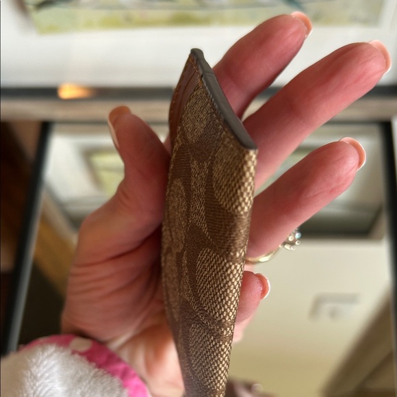 Coach Tan and Brown Card Holder with Colorful Logo - Picture 3 of 7